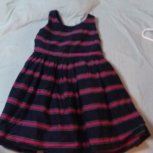 Ralph Lauren Navy and Pink Striped Kids Dress